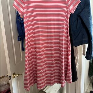 Striped Dusty Pink and White Dress